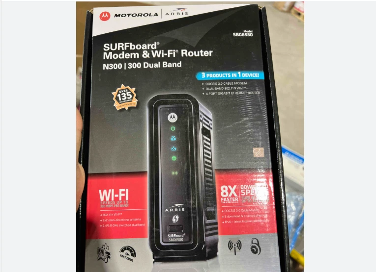 ARRIS Surfboard SBG6580-2 8x4 DOCSIS 3.0 Cable Modem/Wi-Fi N600 - Image 1 of 1