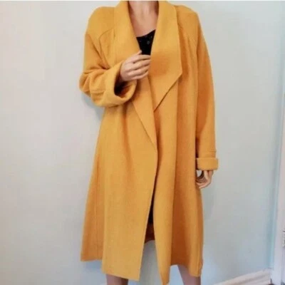 Abrigo plumero Tahari amarillo mostaza Boucle lana gordita Lagenlook mezcla de lana XS Foto 1 de 4