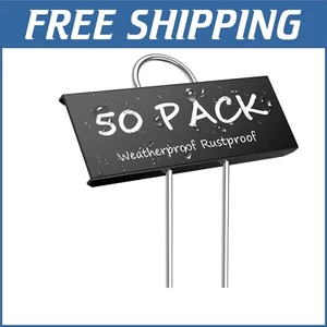 Elegant 50-Pack Black Metal Plant Labels - Waterproof Nursery Tags 3.5'' x 1.2'' - Picture 1 of 9