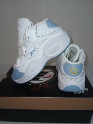 Bebê Reebok Question Mid HR1063 branco azul bebê tamanho 9eua - Imagem 1 de 4