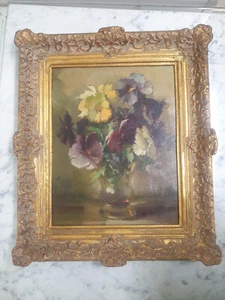 Ölgemälde "Stiefmütterchen in Vase" 1952 - Bild 1 von 3