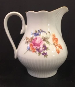 VTG Jlmenau Henneberg Porcelain 7" Water Pitcher Rose Floral Pattern NOS GDR - Picture 1 of 12