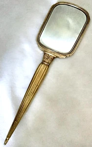 Antique Mirror 1920s Old Money Gilded Age Bronze Handheld Boudoir Vanity 12.75" - Picture 1 of 9