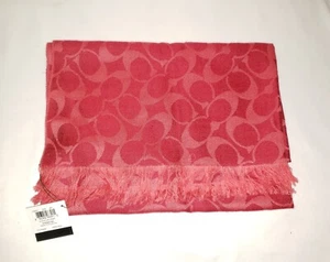 Coach Signature C Reversible Long Neck Wrap Scarf Pink Scarlett (Red) NWT VHTF - Picture 1 of 1