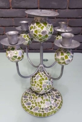 5-Heads Candelabra Candle Holders.Vintage Mosaic Tile Candle Holders - Image 1 of 4