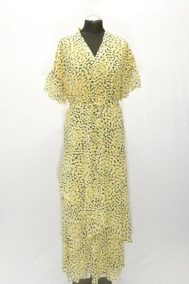 180 38 MINIMUM Damen Kleid Sommerkleid gelb schwarz Gr. 38 Kurzarm Lagenlook - Bild 1 von 4