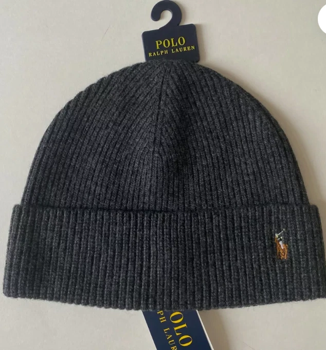 NWT Mens Polo Ralph Lauren Cuffed Wool Blend Beanie Ski Hat Cap Barclay Heather - Image 1 of 1
