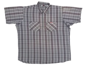 Camisa De Colección Ben Davis Gris 1/2 Cremallera Cuadros Manga Corta Talla 3XL - Imagen 1 de 7