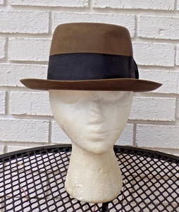 Vintage Keens British Herren Fedora Hut grünlich braun mit schwarzem Ripsband - Bild 1 von 13