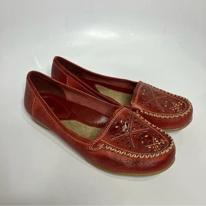 Thom McAn dunkelrote Leder Halbschuhe Nieten Damen Gr. 8 Western Style Freizeit - Bild 1 von 8