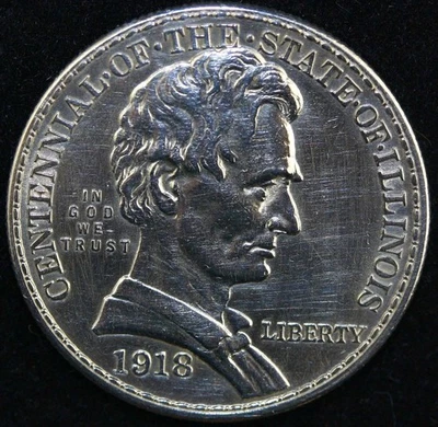 Medio dólar conmemorativo Lincoln 1918 50c bonito detalle como nuevo limpio #T8 Foto 1 de 2