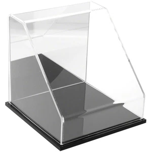 Plymor Clear Acrylic Slant Front Case w/ Black Base (Mirror Back), 8" x 8" x 8" - Picture 1 of 1