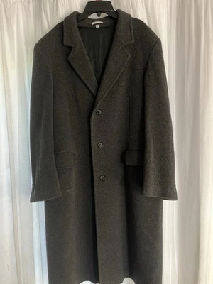 Men’s Cashmere Wool Overcoat Size 42R Longer Heavy  Chesterfield Gray John Weitz - Image 1 of 4