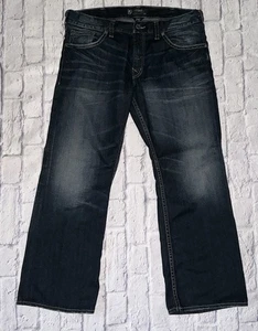 Silver Jeans Zac Herren 38x30 Straight Leg Relaxed Jeans Blau Denim Distressed - Bild 1 von 10
