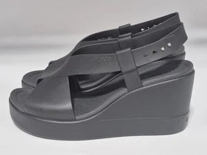 Crocs Brooklyn hohe Keilsandalen LiteRide schwarz Plateau Größe 10 Schuhe - Bild 1 von 7