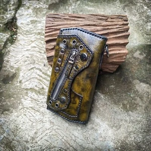 Unique leather wallet, Long motor biker wallet, Zipper wallet, Trucker wallet - Picture 1 of 4