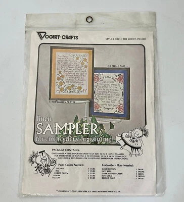 Vogart Artesanía Estampado Lino Muestreador Oración del Señor Bordado o Pintura 1977 Foto 1 de 4