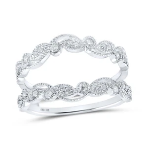 10kt White Gold Womens Round Diamond Wrap Enhancer Wedding Band 1/4 Cttw - Picture 1 of 1