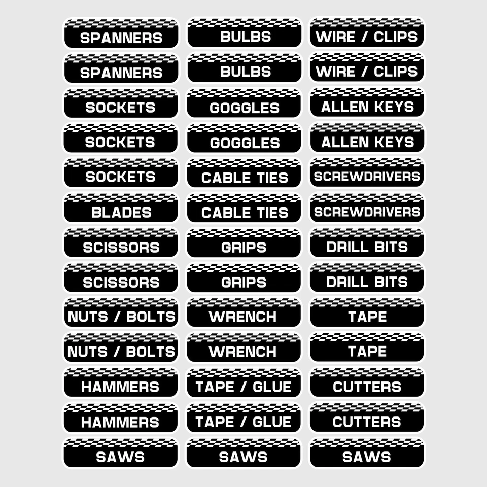 Caja de herramientas caja de herramientas cajón etiqueta adhesiva vinilo identificar organizar garaje taller Foto 1 de 1