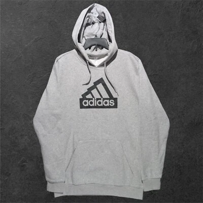 adidas Mod ESS Fleece Hooded Sweatshirt Men's 4XLT Grey Black Multi Sport - Image 1 of 2