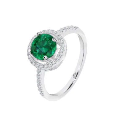 Anello Donna Lotus Silver LP3790-3/316 In Argento Con Cristallo Verde E Zirconi - Immagine 1 di 2