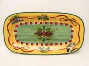 Vassoio antipasti Winter Greetings by Lenox Birds On Holly & Pine b351 - Foto 1 di 2