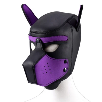 Padded Latex Rubber Role Play Dog Mask Puppy Cosplay Full Head for Couples Sexto - Image 1 of 4