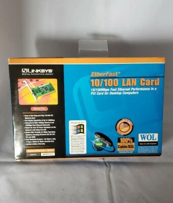 Linksys 10/100 EtherFast PCI Adapter Ethernet Card Desktop Computer Internet New - Image 1 of 4