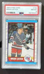 1989-90 O-Pee-Chee #136 Brian Leetch Rookie RC PSA 8 NM-MT - Picture 1 of 2