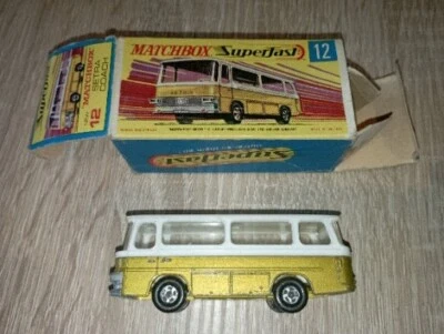 Matchbox Superfast Nr. 12B Setra Coach goldmetallic & weiß top in Box - Bild 1 von 4