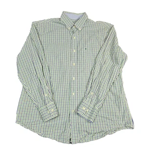 Izod Shirt Men Large Blue/Green Plaid Long Sleeve Regular Fit Collared Button-Up - Picture 1 of 7