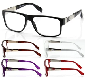 Mens Womens Clear Lens Square Eye Glasses Fashion Designer Wrap Frame Optical RX - Picture 1 of 6