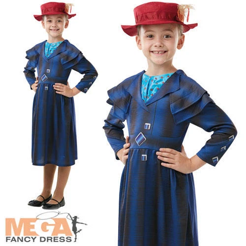 Mary Poppins Returns Girls Fancy Dress Disney Nanny Kids World Book Day Costume - Image 1 of 1