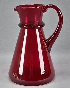 Vintage Mid Century Swedish Reijmyre Hand Blown Ruby Glass Pitcher - Picture 1 of 8