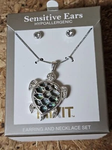Mix It Sea Turtle Abalone Necklace And Crystal Earring Set NWT. - Picture 1 of 5