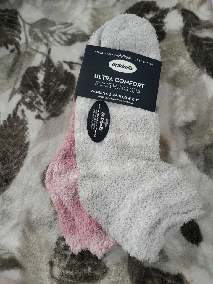 DR SCHOLLS CALCETINES MUJER CORTE BAJO 2 PARES CALMANTE CONFORT ZAPATO TALLA 4-10 ROSA Foto 1 de 2