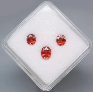 Imperial Spessartite Garnet 2.95 Carat Untreated Vivid X 3 Gemstones Oval Cut - Picture 1 of 10