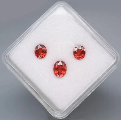 Imperial Spessartite Garnet 2.95 Carat Untreated Vivid X 3 Gemstones Oval Cut - Image 1 of 4