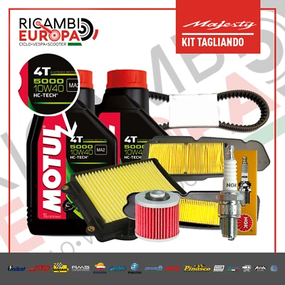 MOTUL KIT TAGLIANDO YAMAHA MAJESTY 400 2007 2008 OLIO FILTRI CANDELA YP YP400 CINGHIA