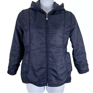 Giacca vintage taglia media Pacific Trail Jaquette blu navy cappuccio zip DIFETTO - Foto 1 di 8