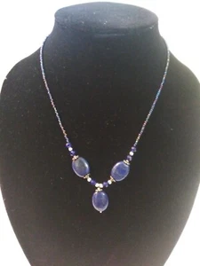 Collar con cuentas de piedra de lapislázuli azul genuino de 10 pulgadas para mujer cualquier ocasión con cierre - Imagen 1 de 4