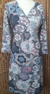 Mantaray Size 10 Dress Cotton Blend Jersey A-Line Spring Summer Floral Crossover - Picture 1 of 9