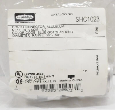 Hubbell SHC1023 AluminumCord Connector NPT Hub Size 1/2" Foto 1 de 2