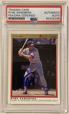 1991 O-Pee-Chee Premie RYNE SANDBERG Signed Autograph Baseball Card PSA/DNA 103