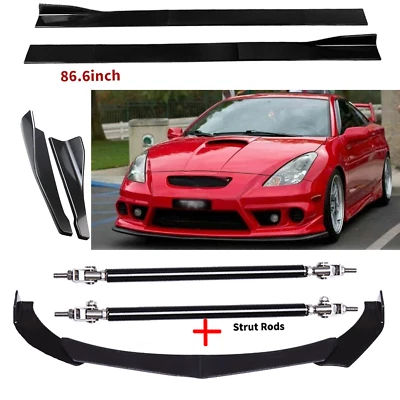 Front Bumper Lip Splitter + Side Skirt +Strut Rod For Toyota Celica 01-05 Z Foto 1 de 4
