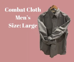 Men's Combat Cloth Response Force Patched Deep Gray Shirt Size Large Button Up - Picture 1 of 9