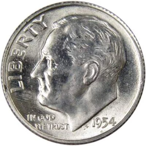 1954 S Roosevelt Dime BU Uncirculated Mint State 90% Silver 10c US Coin - Picture 1 of 2