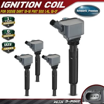 4x Bobina de encendido para Dodge Dart 2013-2016 Fiat 500 2012-2019 1,4 L turboalimentado Foto 1 de 4