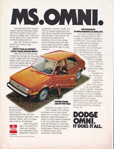 rivista vintage anni 70 stampa pubblicità DODGE OMNI FA TUTTO .auto garage mancave - Foto 1 di 1