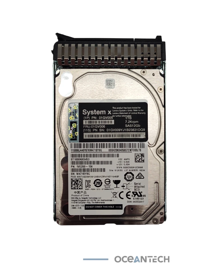 01GV006 Lenovo 1TB 72K SAS 12Gb/s 128MB Hot-Swapp 2.5" HDD with Tray Grade A - Image 1 of 3